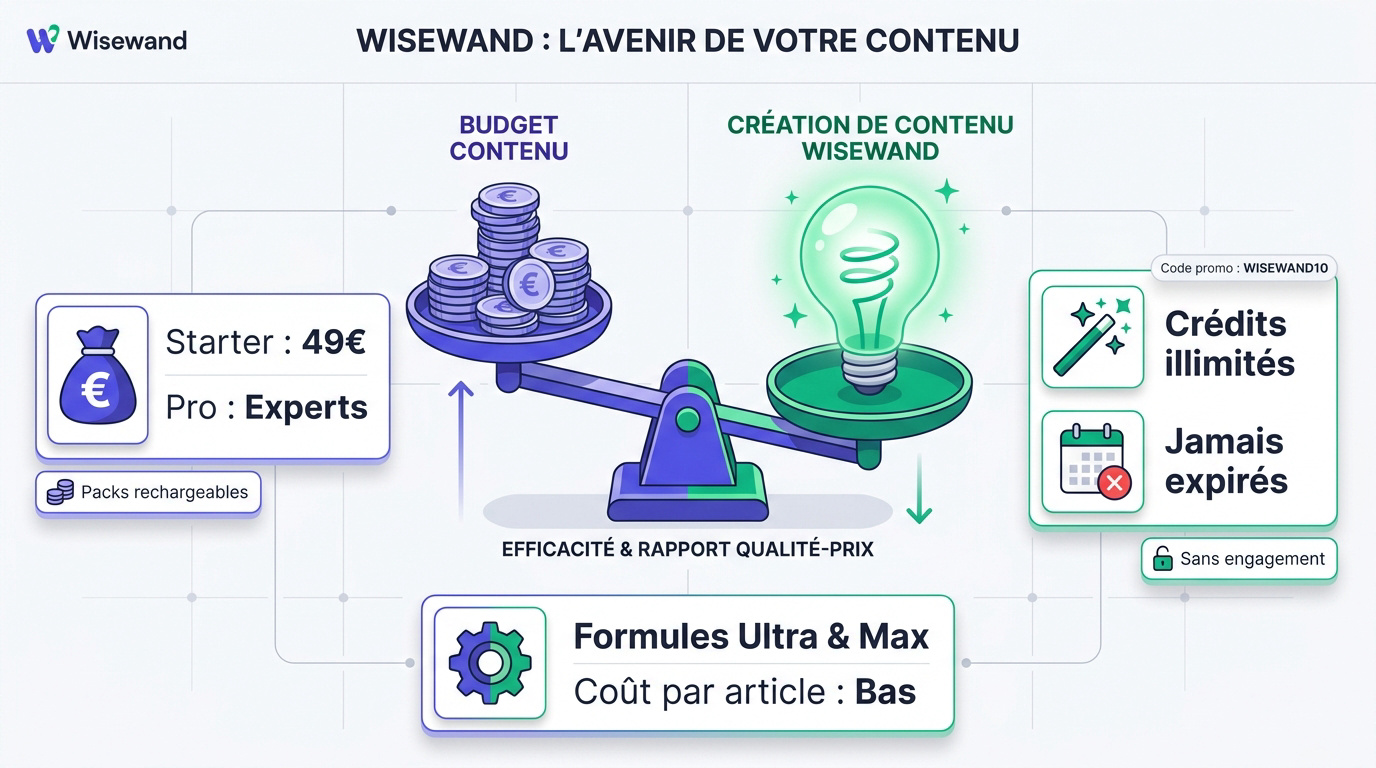 Interface de l'outil Wisewand pour la création de contenu SEO