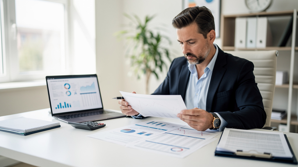 Expert comptable analysant des comptes de variation de stock