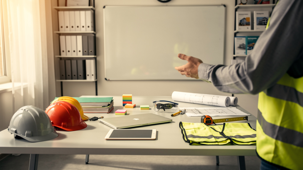 Formateur BTP expliquant un parcours de certification